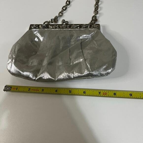 Vintage style silver clutch with chain and rhinestones-in EUC - Picture 5 of 5